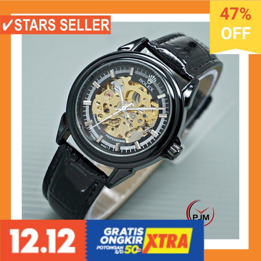 JAM COWOK MASA KINI MURAH TERBARU GSHOK HITAM / Jam Tangan Rolex Automatic Transparan Tali