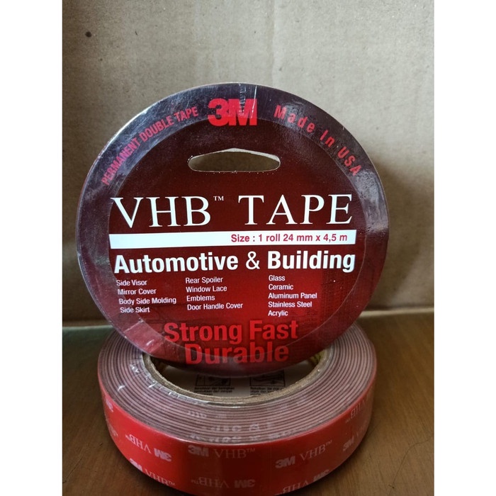 Double Tape Isolasi Bolak Balik Foam 3M VHB Merah 0.5 Inch 24mm x 4.5M Made in USA Original