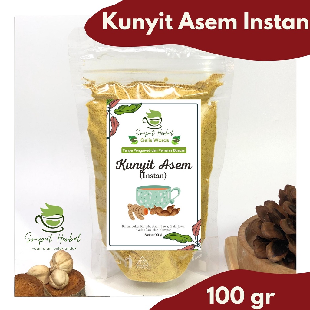 100gr Kunyit Asem Instan Bubuk Jamu Kunir Asam Kualitas Premium JSR Rempah Sruput Herbal [COD]