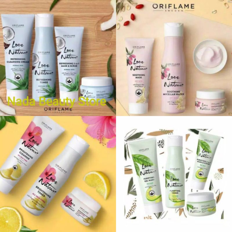 Love Nature With Organic Aloe Vera &amp; Coconut Water Series/ Cleansing Cream/ Toner/Mask &amp; Scrub/ Face Cream/ Love Nature Oat &amp; Goji Berry/ Love Nature Tea Tree &amp; Lime/ Love Nature Hibiscus Flower &amp; Lemon