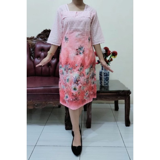dress katun bolong premium/dress katun bolong termurah/Dres katun bolong motif bunga/Dres katun bolo