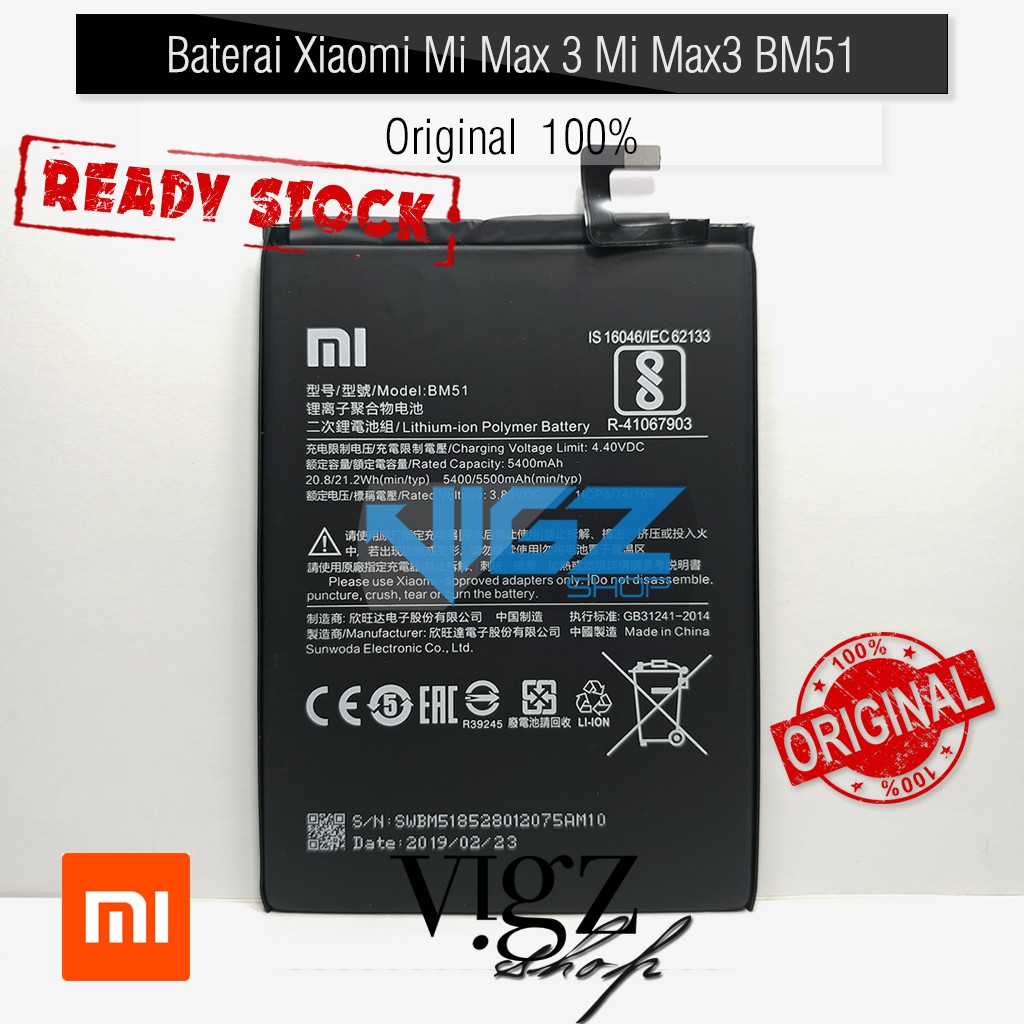 Baterai Xiaomi Mi Max 3 Mi Max3 BM51 Original 100%