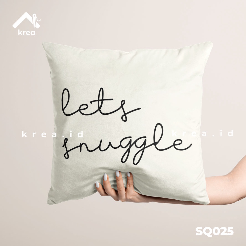 SARUNG BANTAL SOFA BLACU  QUOTE KATA KATA Lets Snuggle SQ025