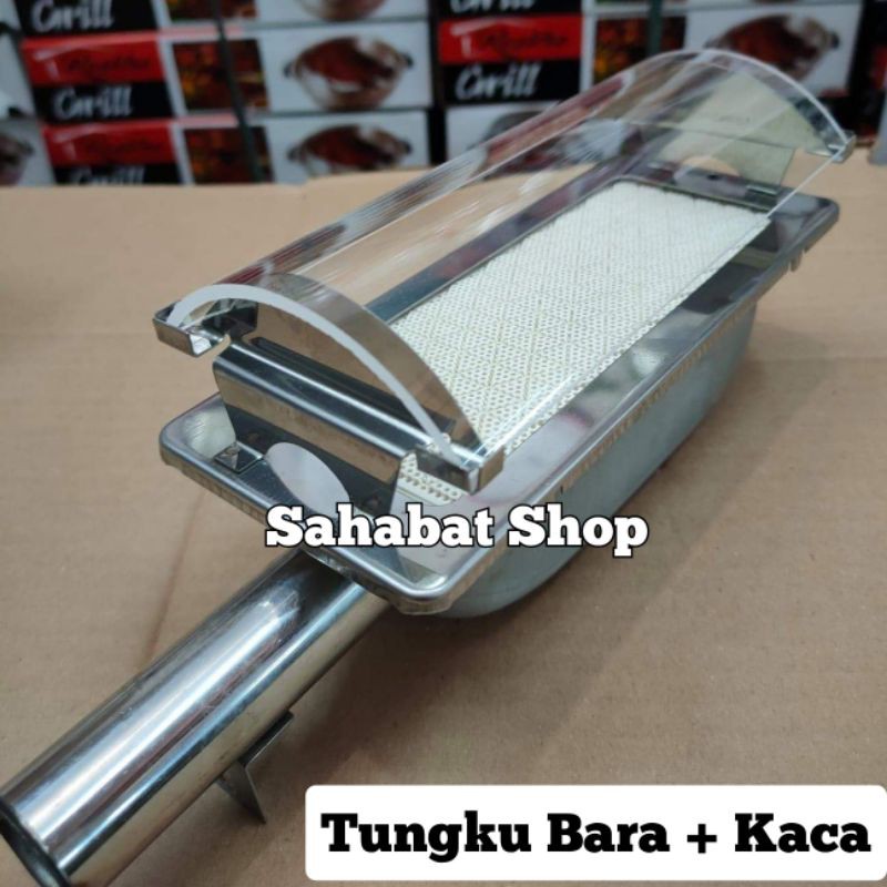 TUNGKU BARA + KACA 1SET KOMPOR PANGGANGAN SOSIS / PANGGANG ROASTER