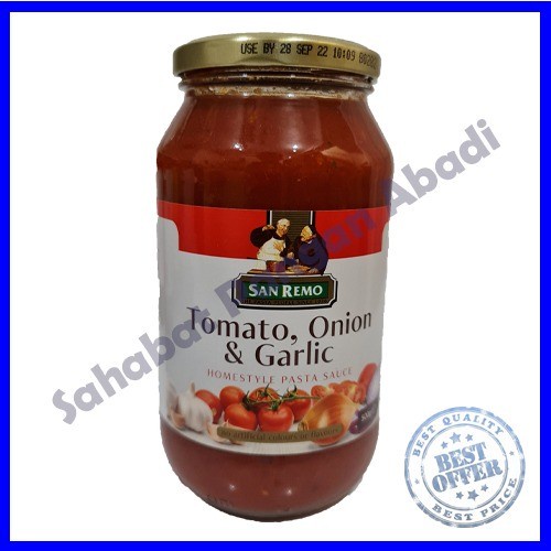 

San Remo Saus Saos Pasta Sauce Tomato, Onion & Garlic 500Gr