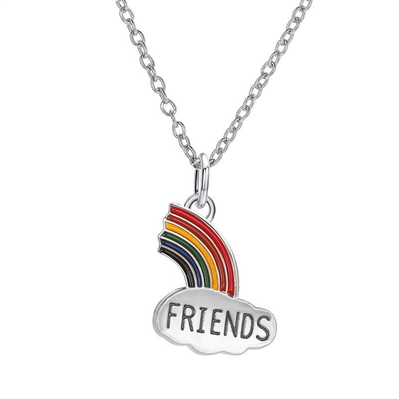 Kalung Couple BEST FRIEND Rantai Persahabatan Liontin Pelangi Necklace Ellena Millie aksesoris couple fashion korea wanita pria Bukan Magnet warna silver