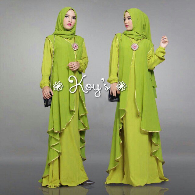 gamis syar'i gracella full ceruty warna biru muda ungu motif polos ukuran jumbo /xl murah kain jatuh