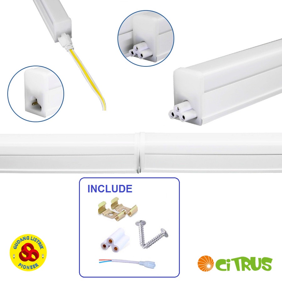 Citrus Lampu LED T5 Batten 9W 600mm Kuning LED Tube 9 Watt 3000K