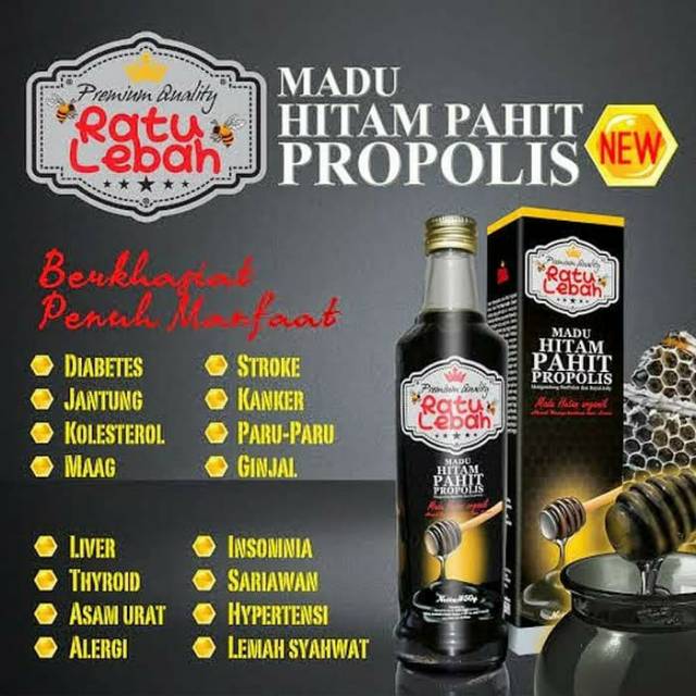 Madu Hitam Propolis Ratu Lebah Ekstrak propolis dan Daun Insulin Original