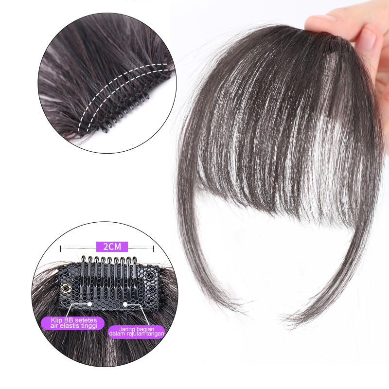 Poni Palsu Hair Poni Depan Hair Extension Poni Mini Tembus Pandang Gaya Korea Dengan Klip