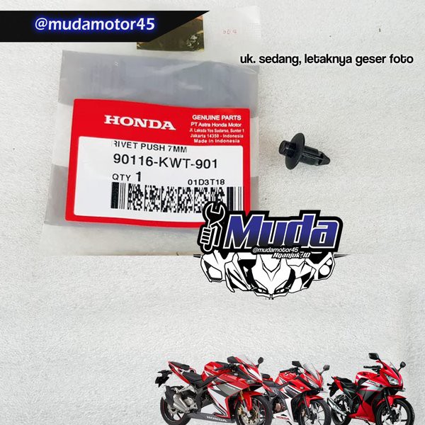 KLIP 7MM COVER BODY UNIVERSAL 90116-KWT-901 RIVET PUSH 7 MM CLIP BAUT KANCINGAN PLASTIK CBR150R CBR 