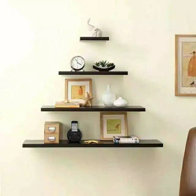 Promo 4 Pcs Ambalan / Rak Dinding Minimalis / Floating Shelves 50,40,30,20cm / Hambalan Hiasan Kamar