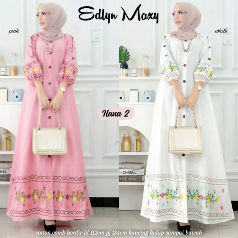 edlyn maxy dress catton comb bordir kancing hidup sampai bawah hana 2