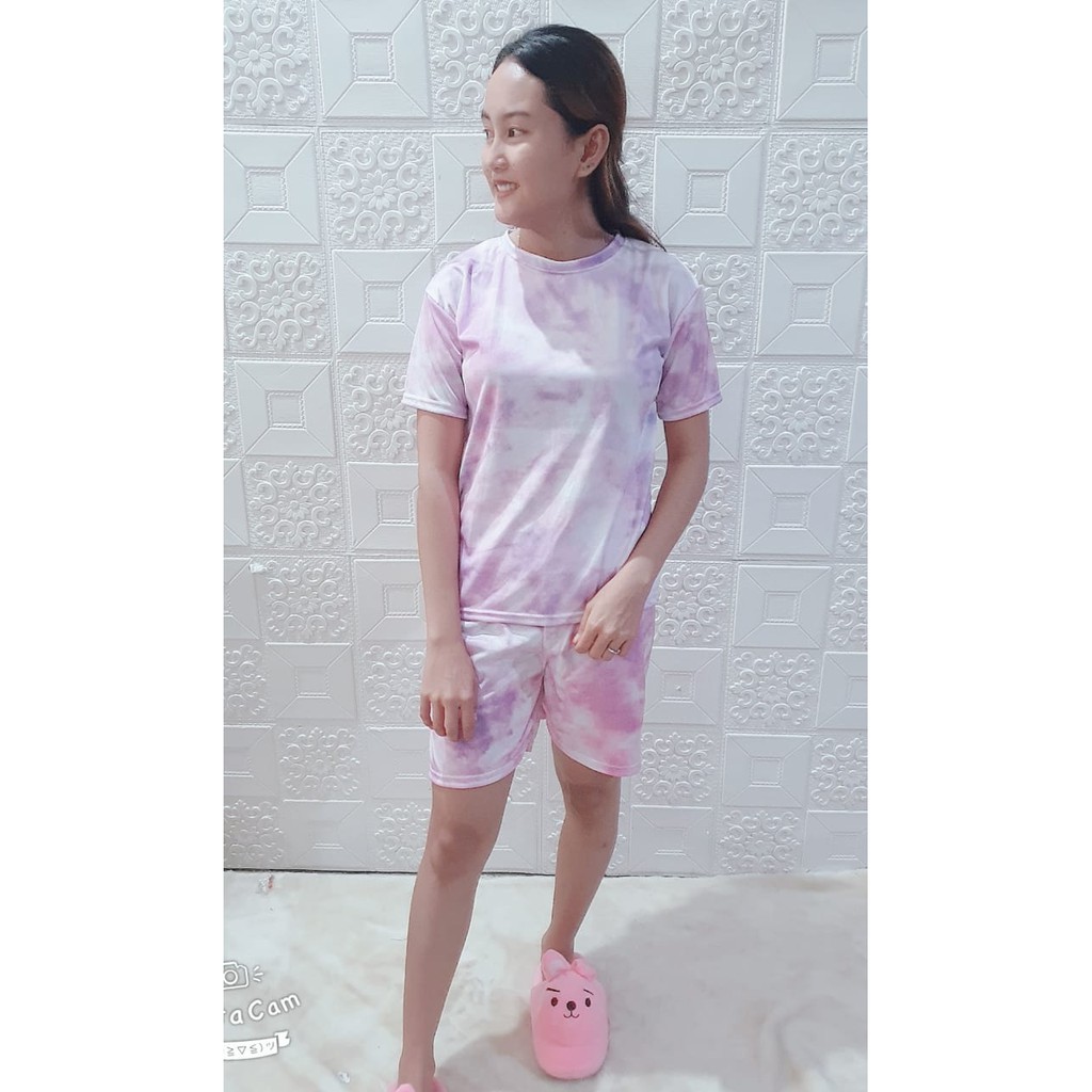 SET SETELAN WANITA LESTARI / ONESET BASIC TIE DYE / DAILYSET-set violet
