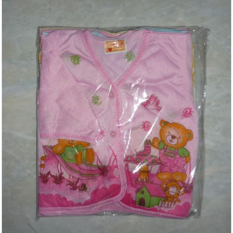 6 PCS Baju Lengan Panjang Bayi SA Sablon Warna