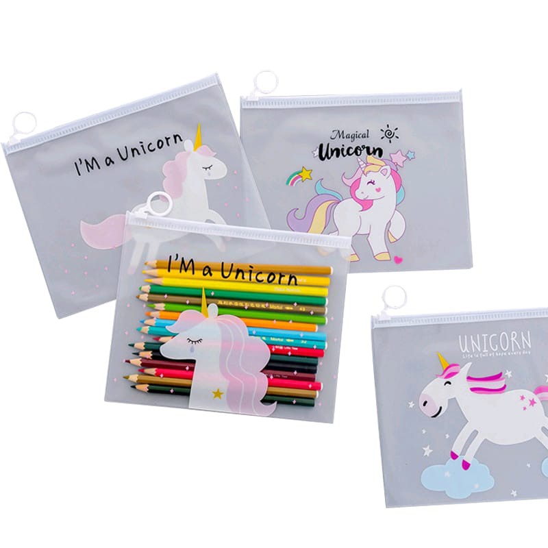 tempat pensil transparan unicorn multifungsi pencil