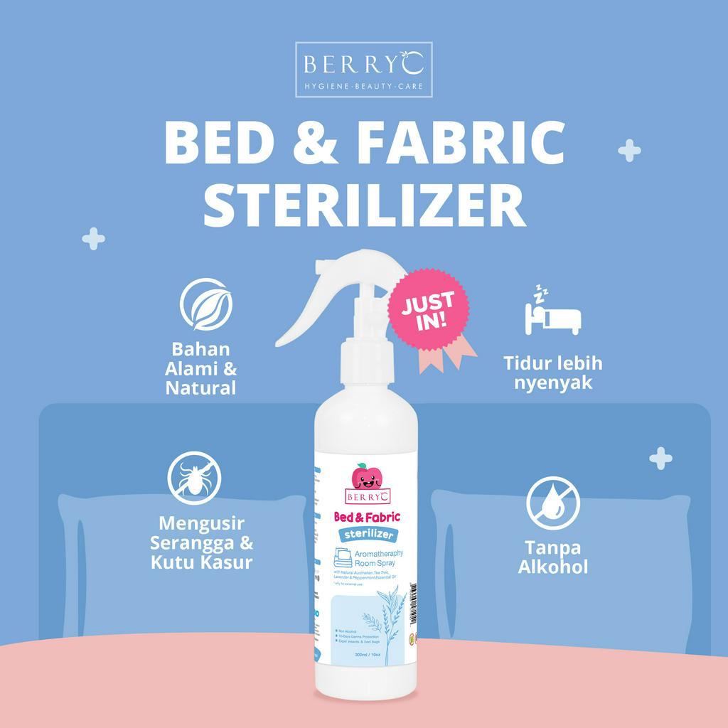 BerryC Bed &amp; Fabric Steriliser 300ml Spray Sanitizer Disinfectant Sterilizer Anti Tungau, Kutu Busuk, Bed Bugs, Serangga &amp; Bakteri Non Alcohol Alkohol Aman Kain, Kasur, Sofa, Baju, Perabotan, Furniture, Kemenkes, Essential Oil, Tea Tree Oil, Aromatherapy