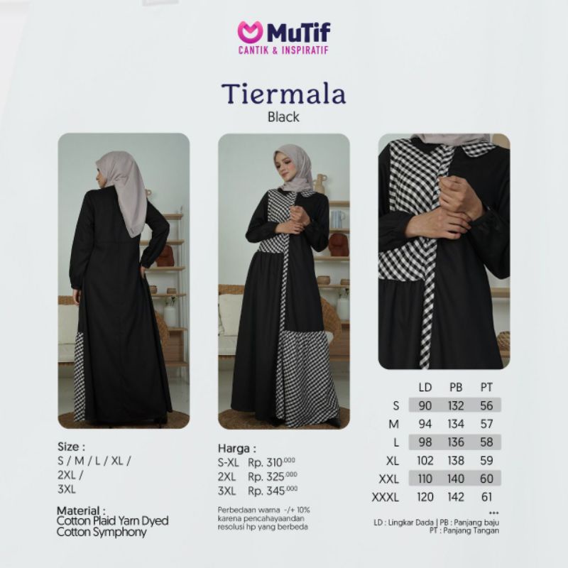 GAMIS MUTIF TIERMALA BLACK TIRMALA