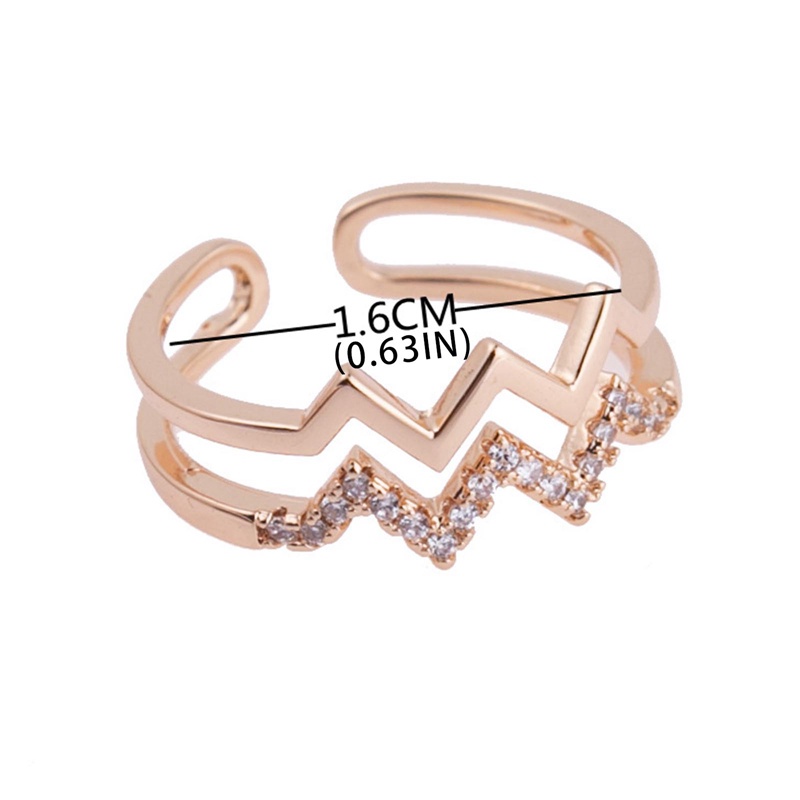 Cincin Model Gelombang Ganda Adjustable Warna Silver Untuk Hadiah