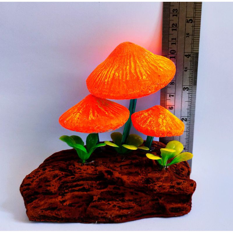 Hiasan Akuarium Ornamen Dekorasi Aquarium Jamur 3 orange