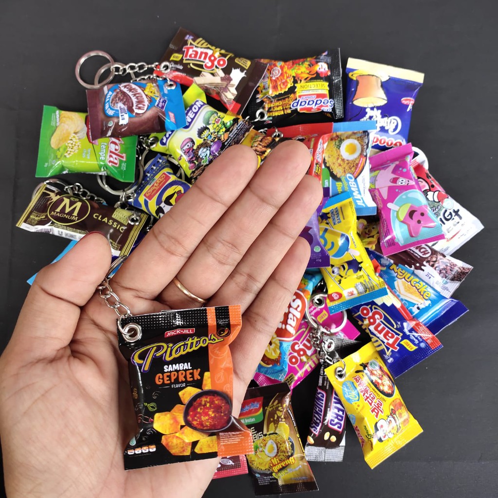 Ganci miniatur snack Gantungan kunci unik lucu - Gantungan kunci snack - Gantungan kunci - Ganci