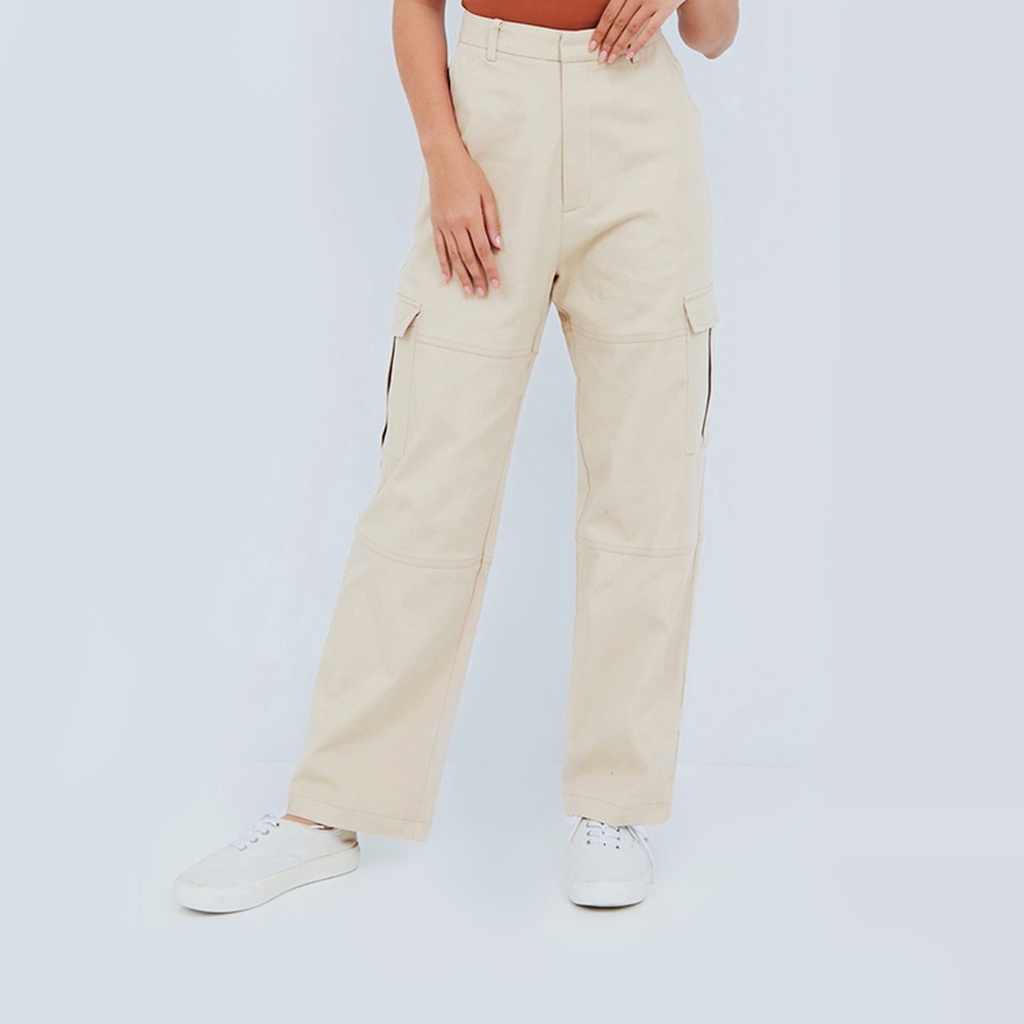 ODIVA Enzi Basic Straight Pants - Khaki