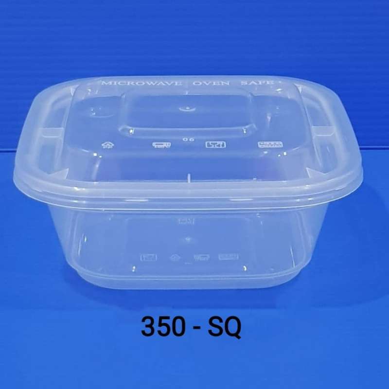 Kotak Makan Plastik 350 ml SQ Thinwall Square Persegi Mini / Food Container / Microwave Transparan