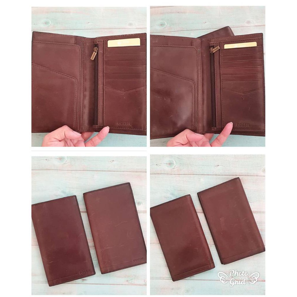 Fossil Allen Vintage Slim Wallet - Dark Brown >> ini seri jadul ya, hardware g mulus dan vintage