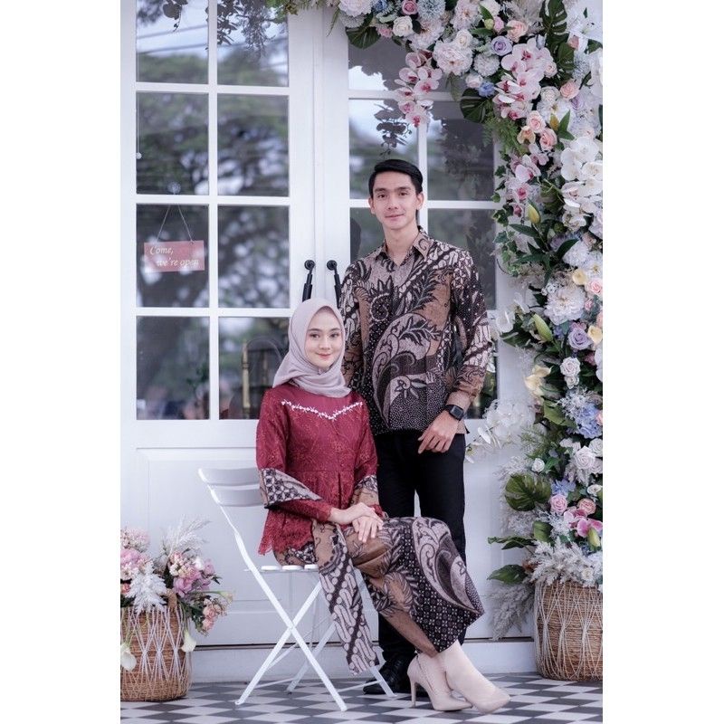 Batik Brokat Couple Kebaya Modern Kebaya Tunangan Kebaya Lamaran Kebaya Wisuda Kebaya Kondangan-3