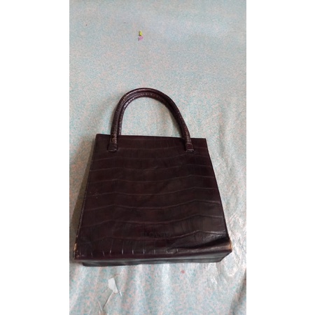 Elcanto collection tas kulit motif croco coklat leather bag vintage fashion retro