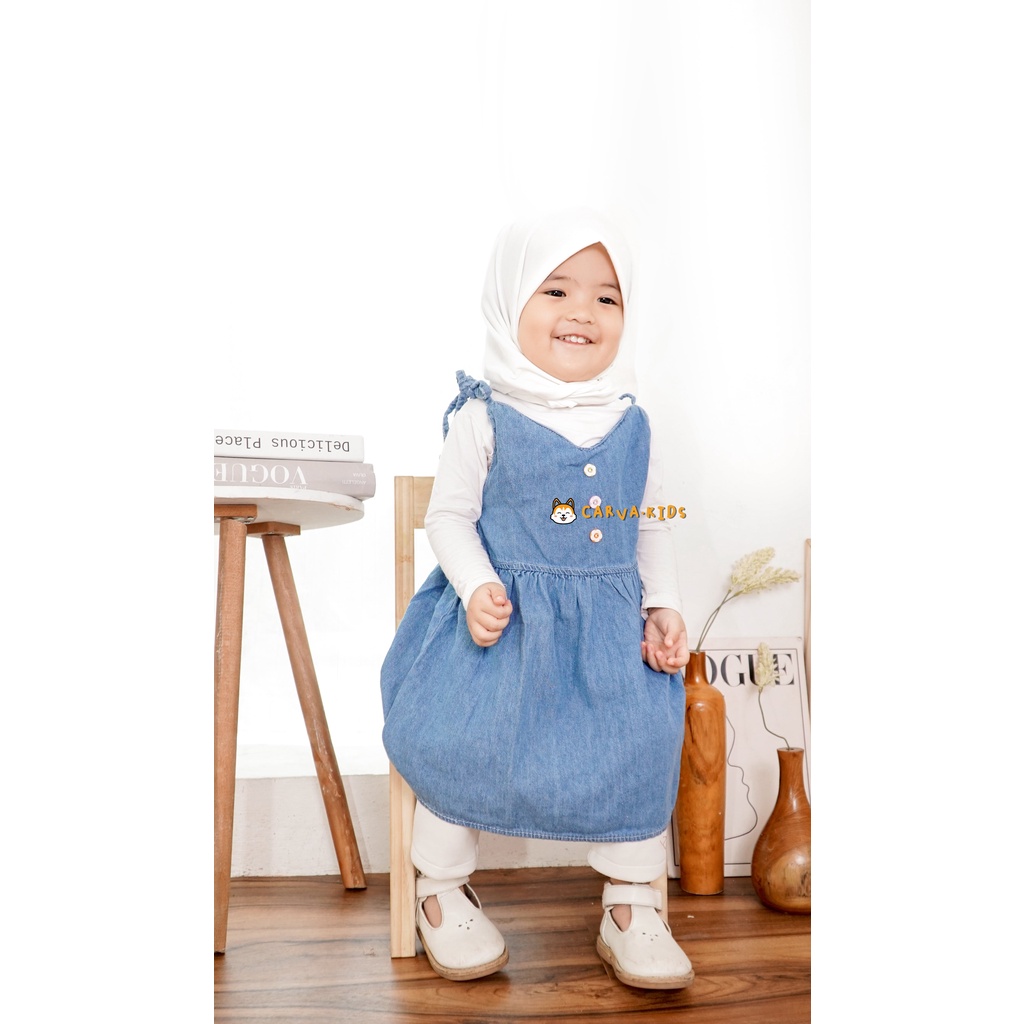 patch bordir dress anak perempuan korea dress anak cewek jeans dress anak andin original denim 1-7 tahun