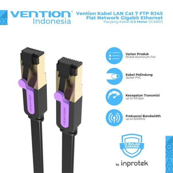 Vention Kabel LAN RJ45 Cat7 / Cat.7 FTP Shielded Flat 0.5Meter - ICABD