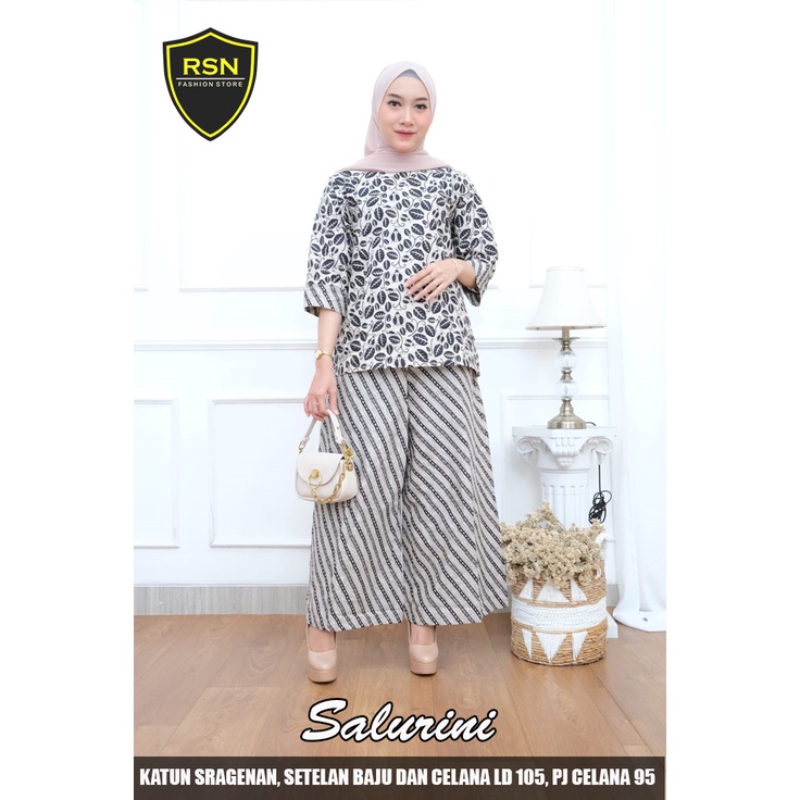 Setelan Batik Wanita Murah Baju dan Celana Kulot Batik Wanita Terbaru Baju Kondangan Wanita Salurini