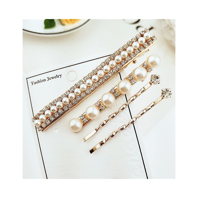 LRC Jepit Rambut Fashion Set Pearl-studded Alloy Hair Clip F57407