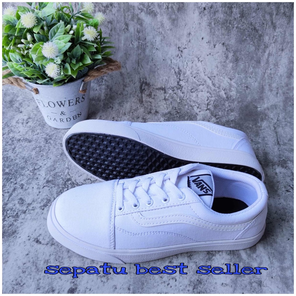 Sepatu Old Skool Classic Full white Sepatu Sekolah Kuliah Gaya