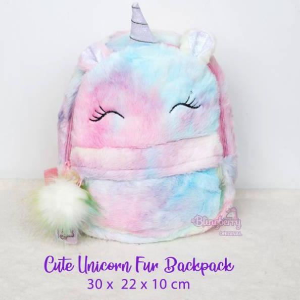 ◌ Tas ransel bulu Unicorn tas sekolah anak paud TK ransel unicorn berkualitas justice ala tas smiggl