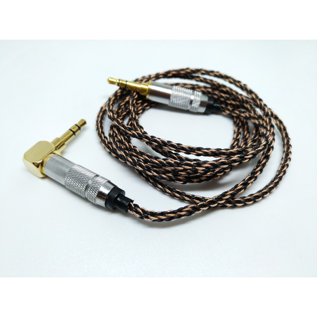 High End Headphone Cable Aux 8 Braid Silver Plated M2M Audiophile