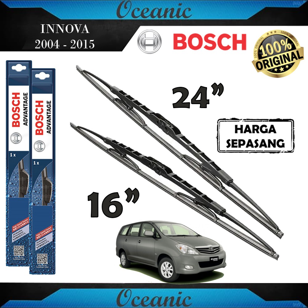 WIPER KACA DEPAN MOBIL INNOVA 2004 - 2015 BOSCH ADVANTAGE 24" 16" ORIGINAL