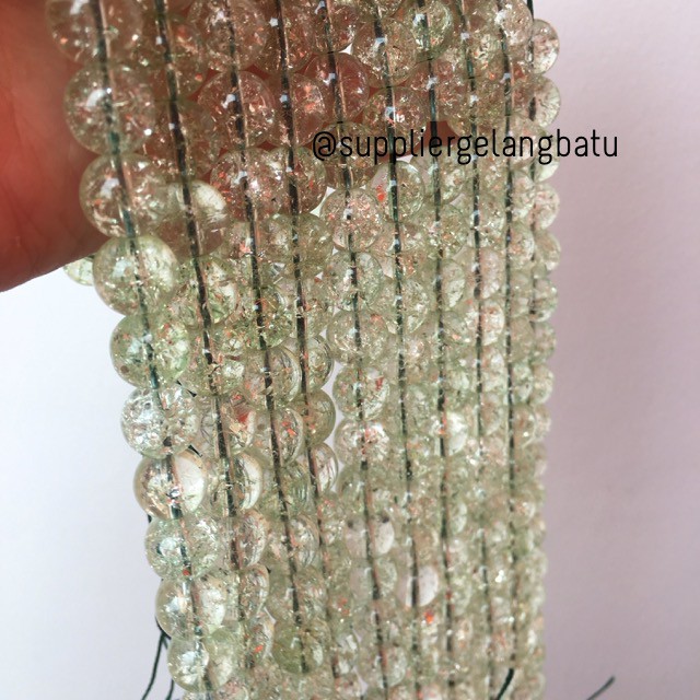 semi stone rutilated kuarsa quartz hijau 10mm green gelang kalung beads supplier aksesoris craft
