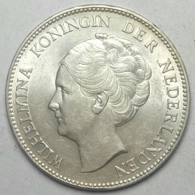 TERMURAH Tp2179.Uang koin Perak Kuno 1 Gulden Ratu Wilhelmina Tahun 1939 Asli KPL125