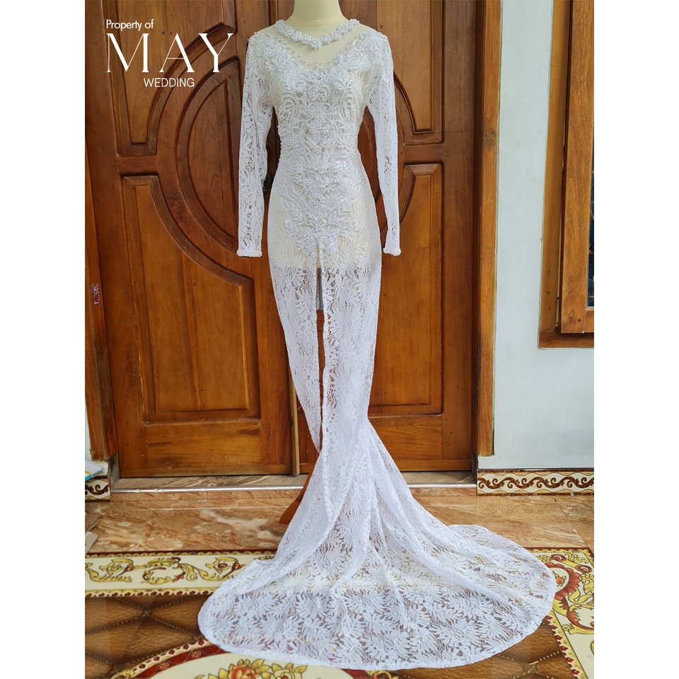 Kebaya Pengantin Ekor Krah Sabrina Full Payet
