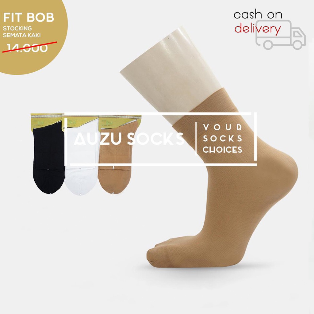 Stocking kaos kaki formal wanita sebetis hitam putih cream fitbob-3