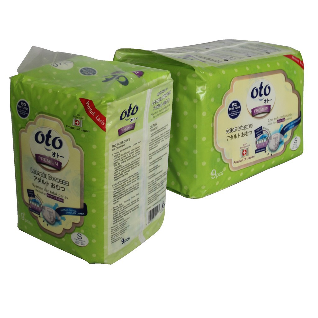 OTO Premium Adult Diapers Popok Dewasa Rekat Size S isi 9pcs ukuran pinggang 63cm-94cm Lampin Dewasa