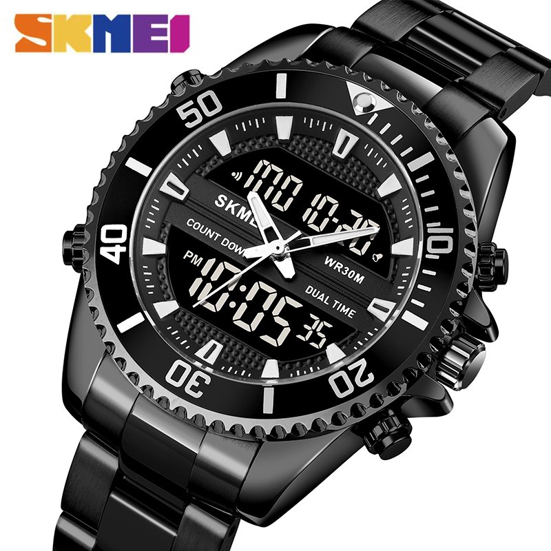 SKMEI 1850 Jam Tangan Pria Digital Analog Stainless Steel WK-SBY