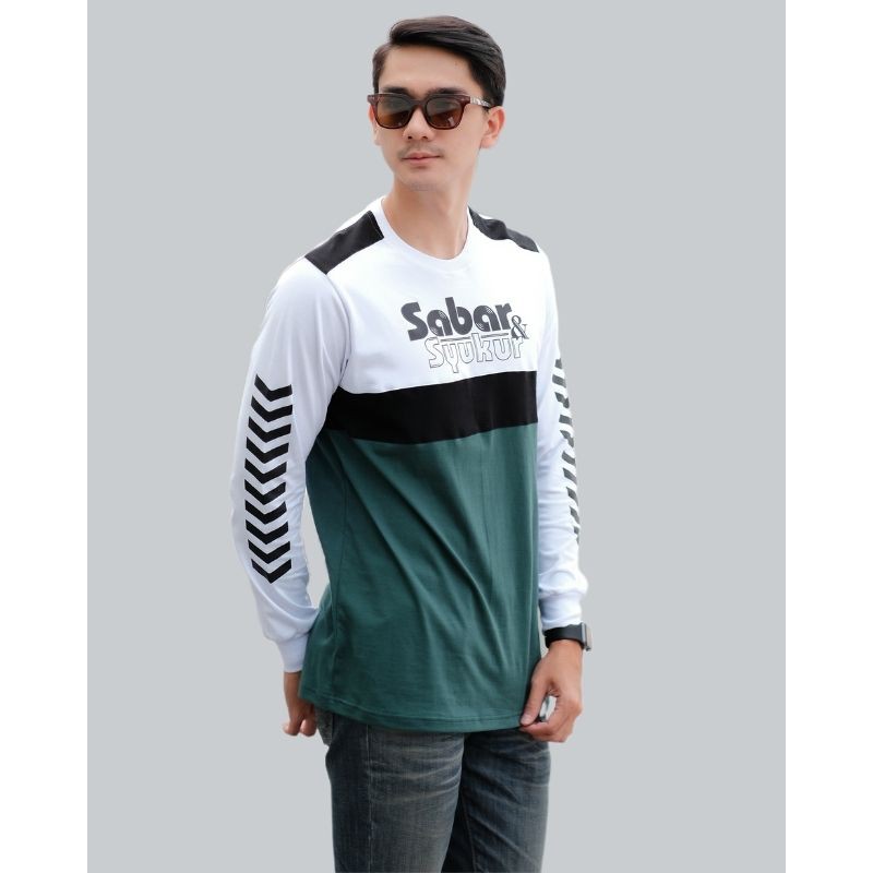 Baju Kaos Dakwah Lengan Panjang | Kaos Distro Islami | Kaos Premium Sabar Syukur - Cotton Combad 24s-2
