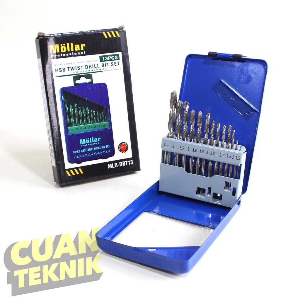 Mata Bor Besi Set 13 Pcs MOLLAR Mata Bor Alumunium Baja Ringan