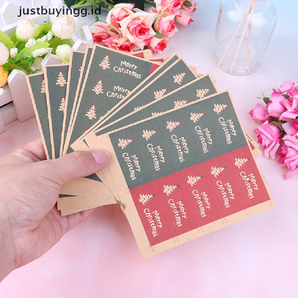 (Justbuyingg.Id) 100pcs Stiker Label Bentuk Pohon Natal Untuk Hadiah