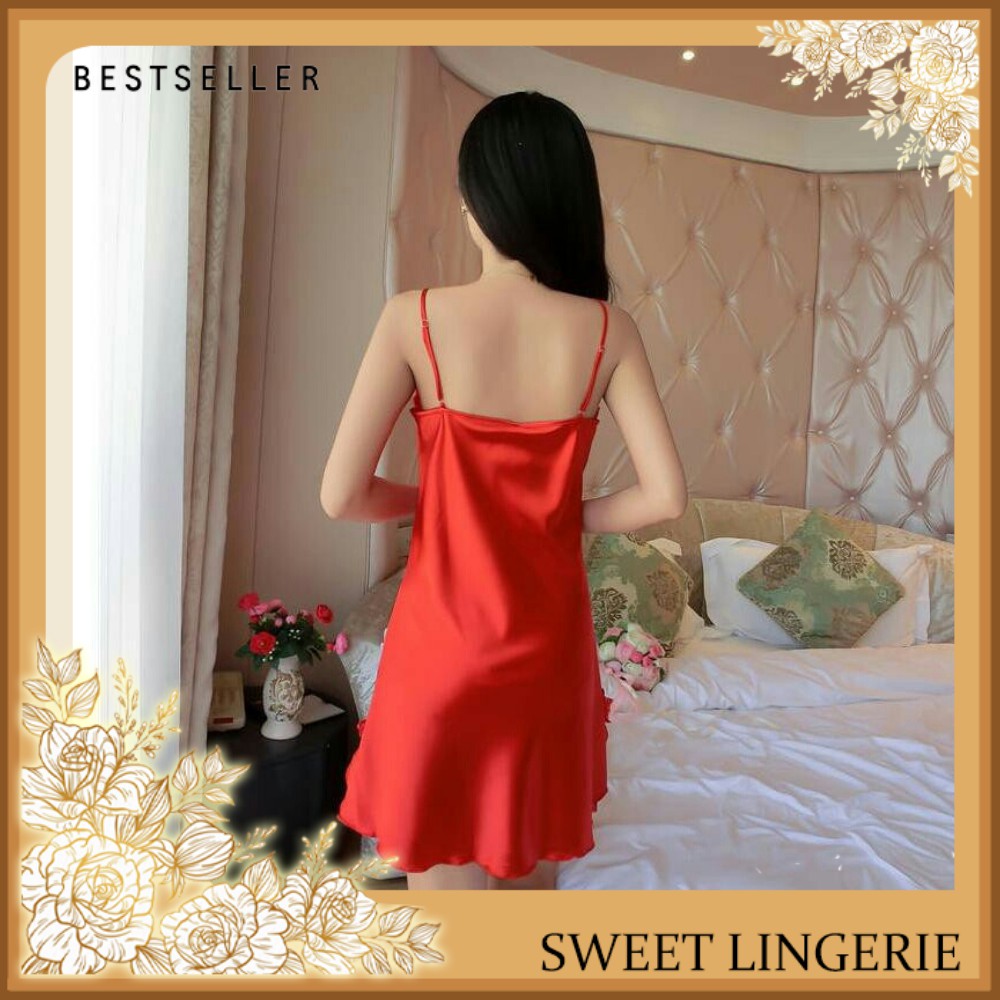 Lingeri Lingerie Set Baju Gaun G String Underware Tidur Wanita Dewasa Sexy Seksi Hot Satin Premium Lingerie Sexy Renda  Baju Tidur Sexy Dress Wanita Dewasa Lingerie Jumbo Setelan Wanita Baju Dinas Depan Suami Sleepwear Gstring Baju haram  Termurah Baju-2