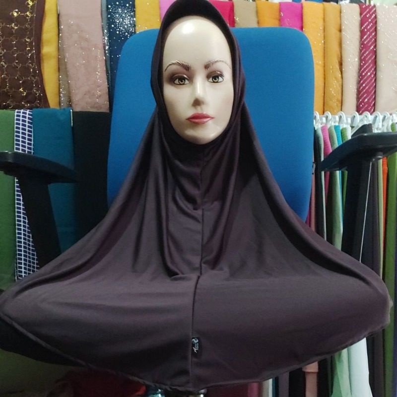 Jilbab Instan Oval  asri collection81-Coklat tua