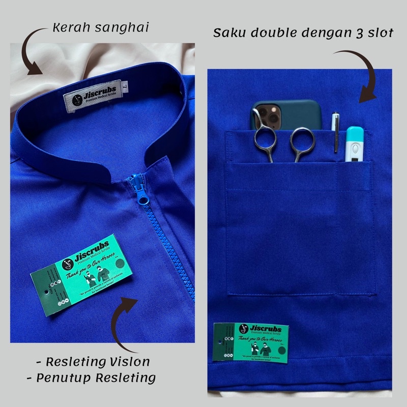 Baju Perawat Resleting Seragam Oka Rumah Sakit Baju Stenen Baju Operasi